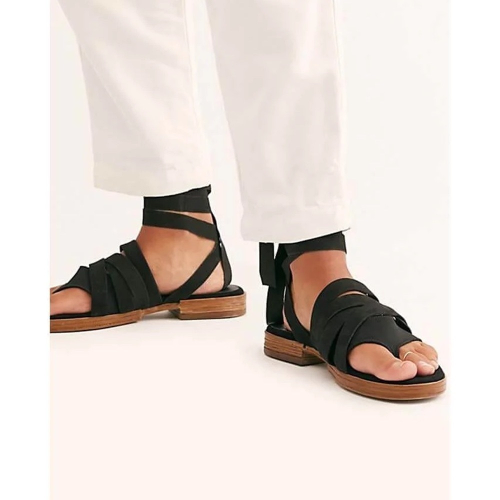 Free People Wrap Sandal Black sz 6.5 - Picture 3 of 13